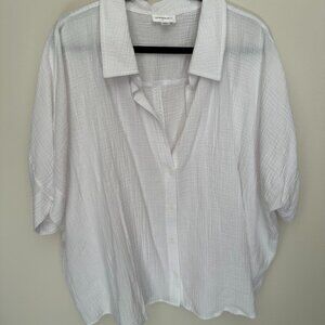 Summersalt Women's Boxy White SS Button Down Shirt
